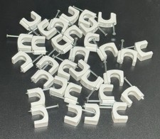 (32 Pack) White Zinc-Plated Plastic Coaxial Staples 7/16