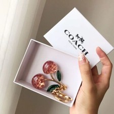 ™Coach™ Cherry Bag Charm Keychain Glitter Resin and Metal Brass/Red Apple picture