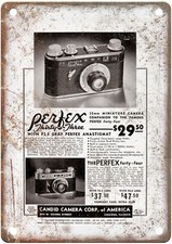 1939 Perfex Vintage Film Camera Advertisement Retro Look Metal Sign C1547 picture