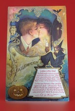 Vintage Nash Halloween Postcard Kissing Couple Witch Fortune Listen Little One picture