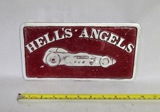 Vintage Cast Aluminum Hells Angles Rare Car Club Plaque Collectable picture