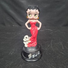 Vintage Betty Boop Figurine Pudgy Dog Red Dress Music Base Arrow Non-Working picture