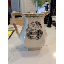 Vintage Wm Adams & Sons Ironstone Minuet Black Transferware Pitcher Creamer Jug picture