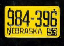 1953 Wheaties cereal premium license plate - Nebraska picture