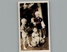 Antique 1940's Boys Appearing to have an Argument - Black & White Photography picture