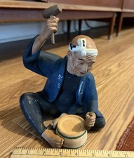 Vintage Hakata Urasaki Ceramic Figurine Japanese Craftsman Cooper Barrel Maker picture