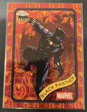 2025 Topps Chrome Marvel Red and Black Lazer Black Panther #136 /100 picture