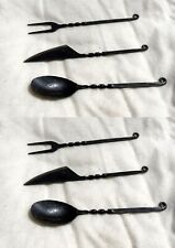 Medieval 2 Cutlery Sets Forged Spoon Fork & Knife 2 picture