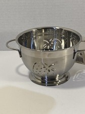 5.25 Stainless Steel VTG Y2k Strawberries Cutout Colander Strainer Nos Nwt picture