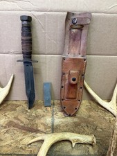 Vintage Camillus NY Jet Pilot Survival Knife With Sheath And Stone 6” picture