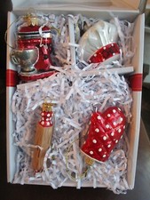 Williams Sonoma Christmas Baking Essentials Glass Ornaments Set of 4 New picture