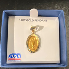 14KT Gold Our Lady of Guadalupe Religious Medal Pendant in Box Made in USA picture