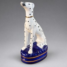 Vintage Fitz & Floyd Dalmatian Dog Figurine 8.25” Cobalt Blue Gold Staffordshire picture