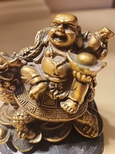 Laughing Buddha Statue on Dragon Turtle, Wealth Prosperity Feng Shui Figurine picture
