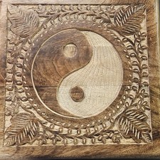 Small Wood Table/Altar with Yin/Yang Symbol picture