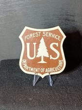Vintage Metal USFS United States Forest Service Shield Sign Emblem Gov Issued 🛡 picture