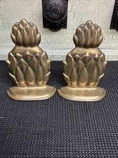 Vintage Pair Of heavy Brass Pineapple Bookends Doorstops 6” Tall picture
