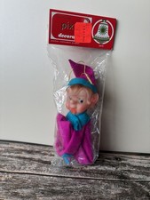 Vintage Japan Knee Hugger Pink Purple Pixie Elf Christmas Ornament 50s-60s NOS picture