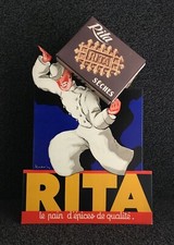 Vintage 1940s Original 3D Lithographic Cardboard Sign Rita Waffle Bakery France picture