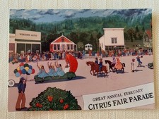 Original Postcard Historic Murals Cloverdale, California CA Citrus Fair Parade picture