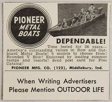 1947 Print Ad Pioneer Metal Boats Dependable Middlebury,Indiana picture
