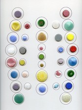 AMAZING 9 x 12 COLLECTOR'S CARD--35 TOTAL (DESIGN IN GLASS) MOONGLOW buttons picture