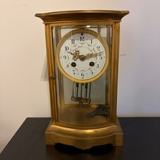 Henry Birks & Sons Antique Brass Carriage Clock Floral Dial 1925 Inscription picture