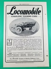 Original Locomobile Ads 1900 - 1911 Gasolene Touring Cars Lot of 8 picture