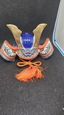 Vintage Yakushigama Japanese Porcelain Kabuto Samurai Helmet Ornament Floral... picture