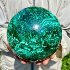 7.29LB Rare Natural Malachite quartz hand Carved sphere Crystal Healing picture