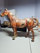 Vintage Hubley Cast Iron Thoroughbred Horse 12” Doorstop Original Paint Antique picture