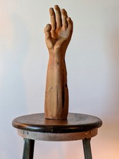 Vintage Hand Carved Wood Arm Hand Sculpture Jewelry Display Folk Art 17