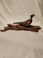 Vintage Hand Carved Pheasant On Driftwood~Dorothy Brown~ME. (1922-2019)Signed picture