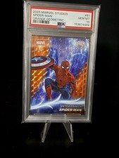 2025 Topps Chrome Marvel Studios Spider-Man Orange refractor /25 PSA 10 picture