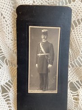 Antique 1800s Cabinet Card Handsome Gentleman Mustache Military Uniform Photo picture