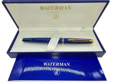 1990's Waterman Hemisphere Blue Marble Ballpoint Pen NEEDS Black INK vintage picture