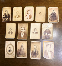 Lot of 13 Carte de Visite CDV Photographs 1800s Men Women 2 w/ Tax Stamps picture