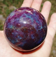Fantastic Deep Red RUBY & BLUE KYANITE Gem Stone Crystal Sphere Ball For Sale picture