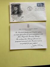 VINTAGE Kennedy Stamp Jacqueline Thank You Card W/ Envelope JFK LIBRARY Signed picture