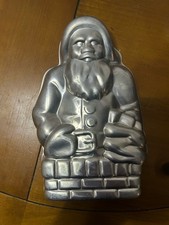 Vintage Santa Claus Cake Mold Pan Nordic Ware Stand Up 3D Aluminum Chimney 6x10