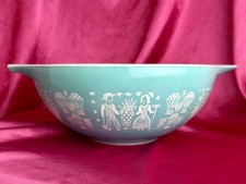 Vintage Pyrex Amish Butterprint #444 Cinderella Mixing Bowl Turquoise 4 QT EUC picture