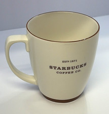 Starbucks Coffee Co Est 1971 White Brown Ceramic Coffee Mug 2006 Vintage picture