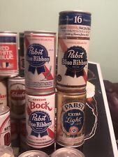 1960s 70s Pull Tab Pabst Blue Ribbon Beer Can Lot 4 Empty Bock 16 Oz 12 Oz Light picture