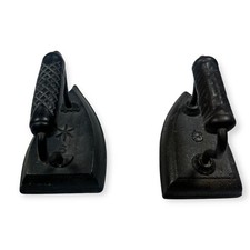 Vintage Antique Cast Iron #6 Flat Iron Set of 2 Clothes Door Stop Rustic picture