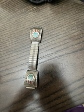 Vintage Native American Style Bear Paw Watch Band turquoise coral chip inlay picture