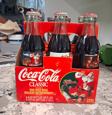 Coca-Cola Classic Christmas 1996 Edition Glass Bottle 6-Pack w/ Carrier picture