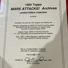 1994 Topps Mars Attacks Archives Only 70 Made 100 Card Set Autos Poster Rare picture