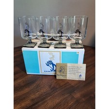 Vintage 1971 Star-Kist Charlie the Tuna Glasses Set of 4 Square Base with Box picture