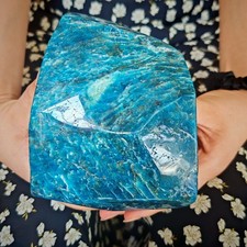 5.17LB Polished Blue Apatite Freeform Specimen Bright Deep Blue Natural Crystal picture