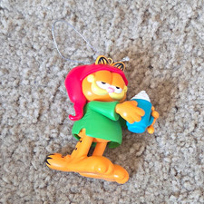 Garfield Christmas Hanging Plastic Character Figurine Ornament, Orange/Green picture
